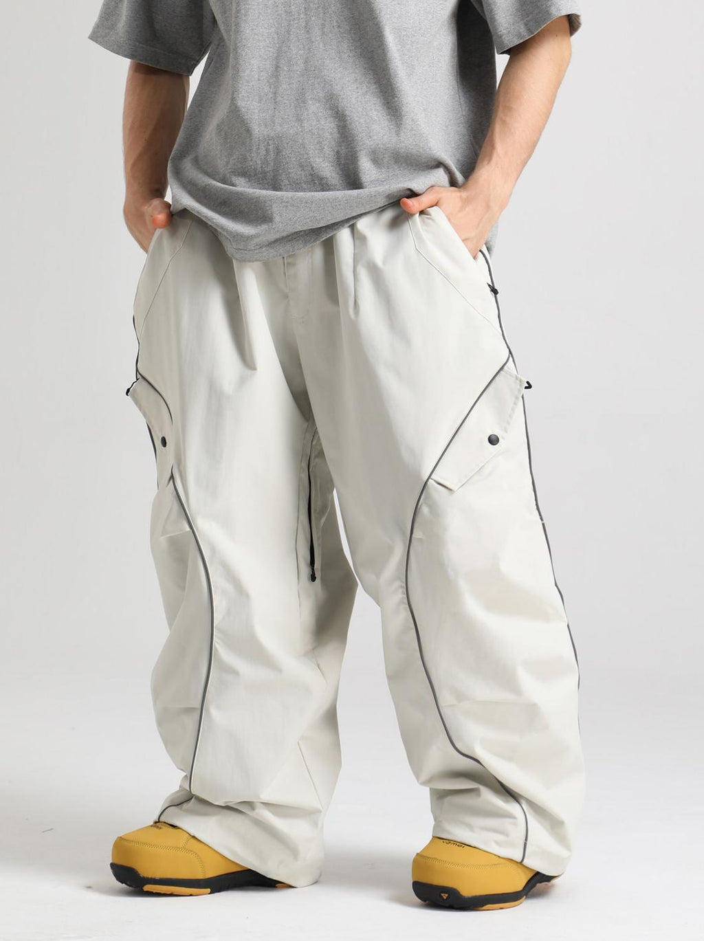 Retro Track Reflective Piping Baggy Snow Pants – Unisex | Gsou Snow