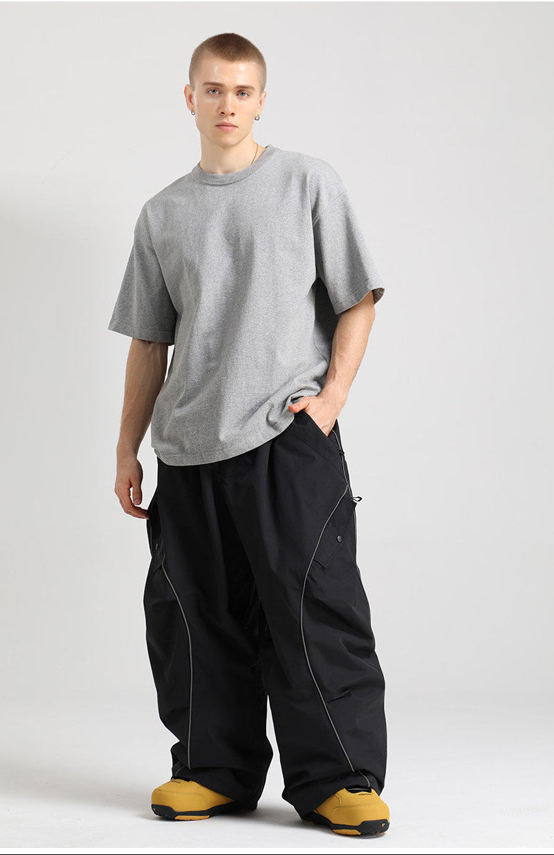 Retro Track Reflective Piping Baggy Snow Pants – Unisex | Gsou Snow