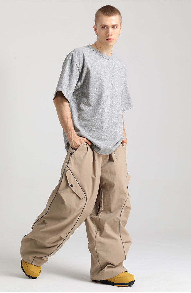 Retro Track Reflective Piping Baggy Snow Pants – Unisex | Gsou Snow