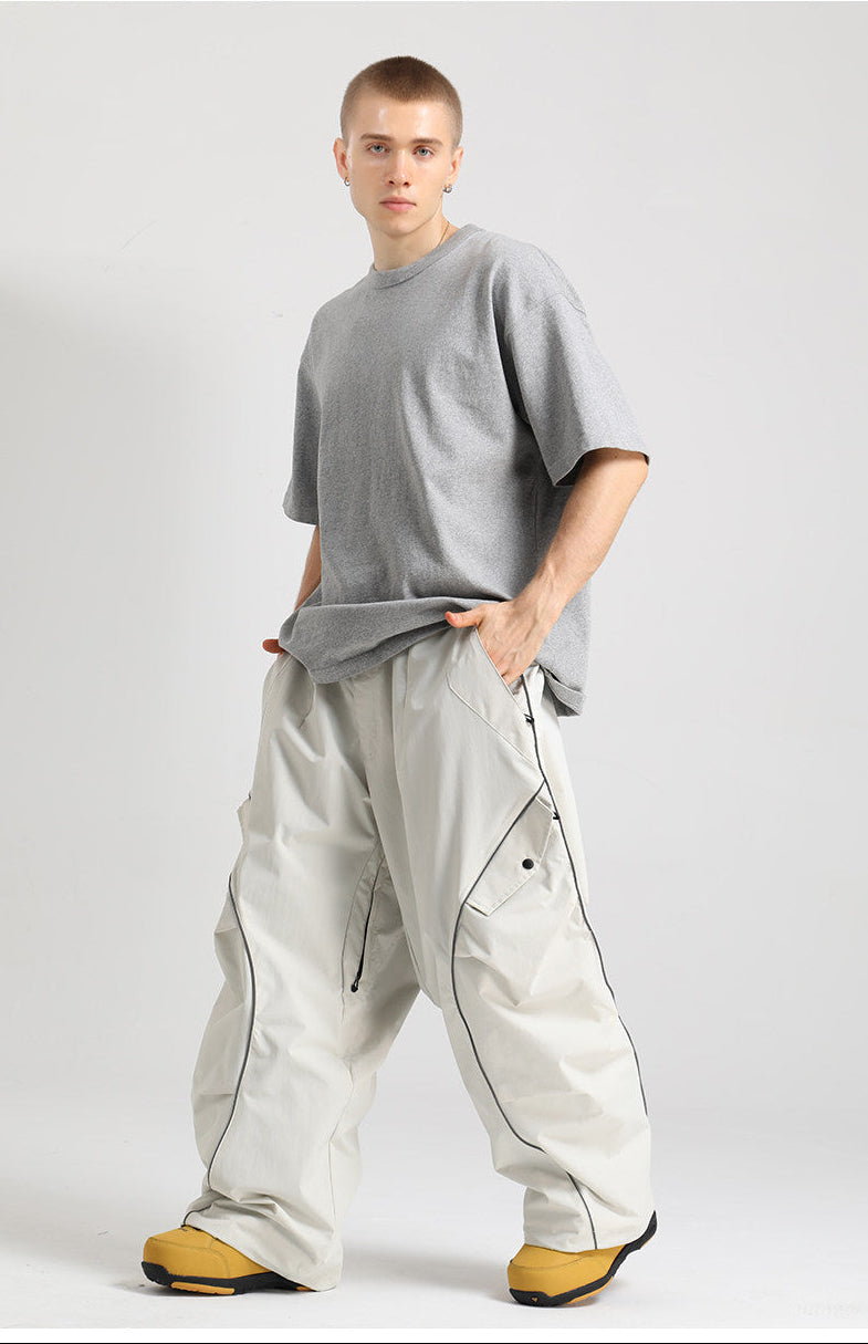 Retro Track Reflective Piping Baggy Snow Pants – Unisex | Gsou Snow