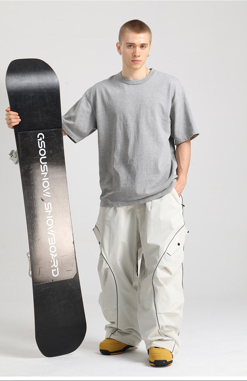 Retro Track Reflective Piping Baggy Snow Pants – Unisex | Gsou Snow