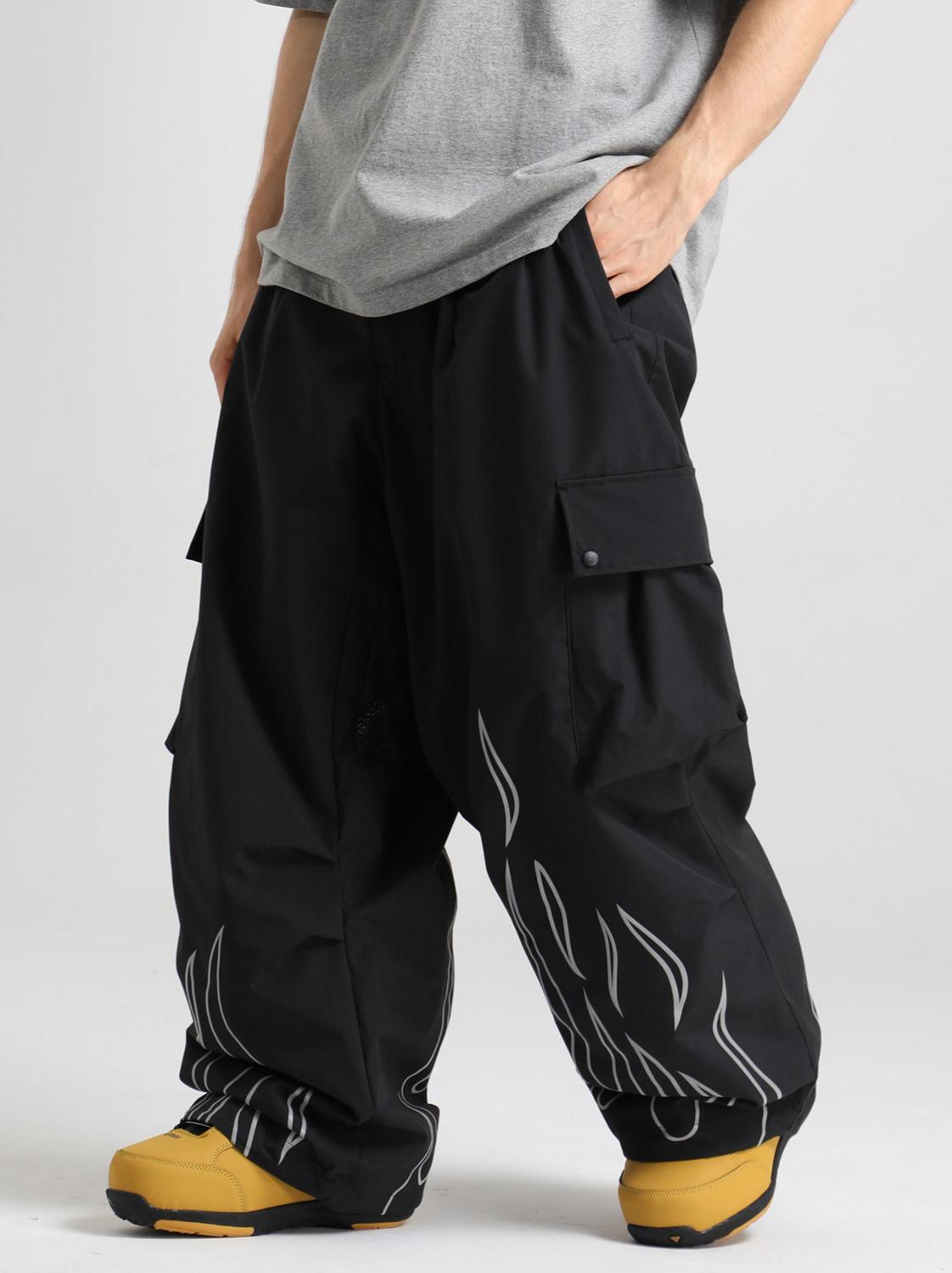 Reflective Flame Baggy Utility Snow Pants – Unisex | Gsou Snow