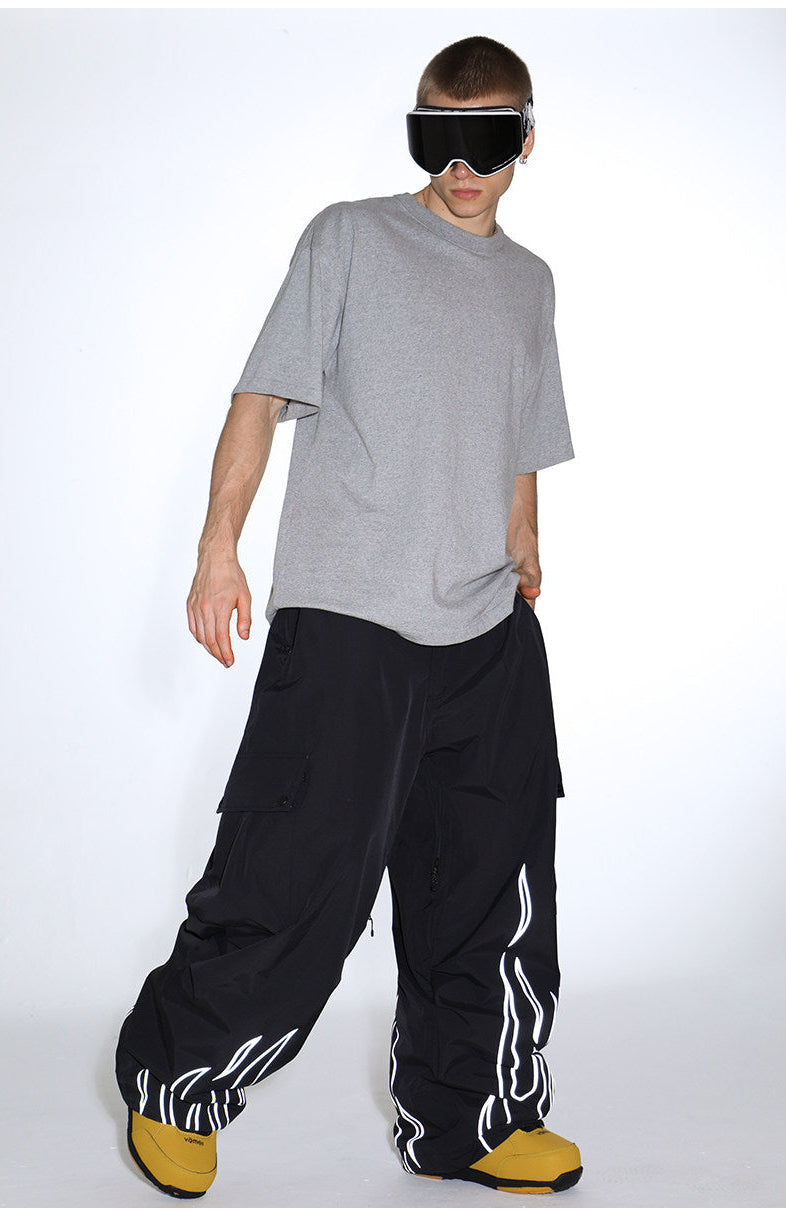 Reflective Flame Baggy Utility Snow Pants – Unisex | Gsou Snow