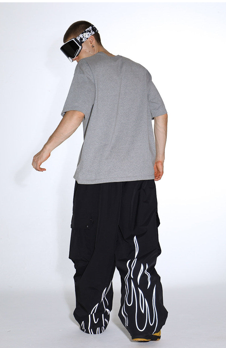 Reflective Flame Baggy Utility Snow Pants – Unisex | Gsou Snow