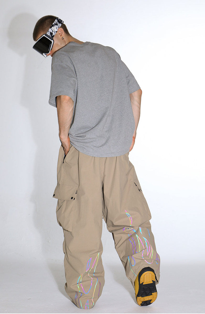 Reflective Flame Baggy Utility Snow Pants – Unisex | Gsou Snow