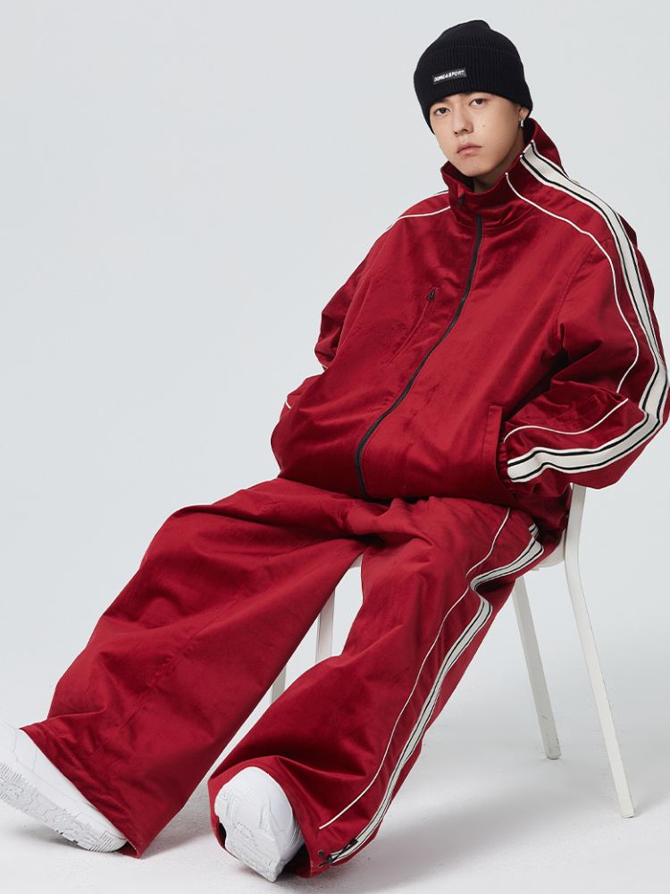 Side Stripe Velvet Baggy Shell Snow Suit - Men's | Searipe