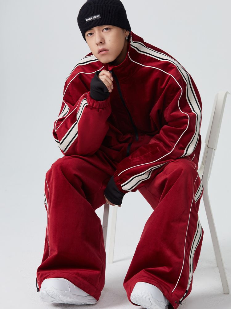 Side Stripe Velvet Baggy Shell Snow Suit - Men's | Searipe