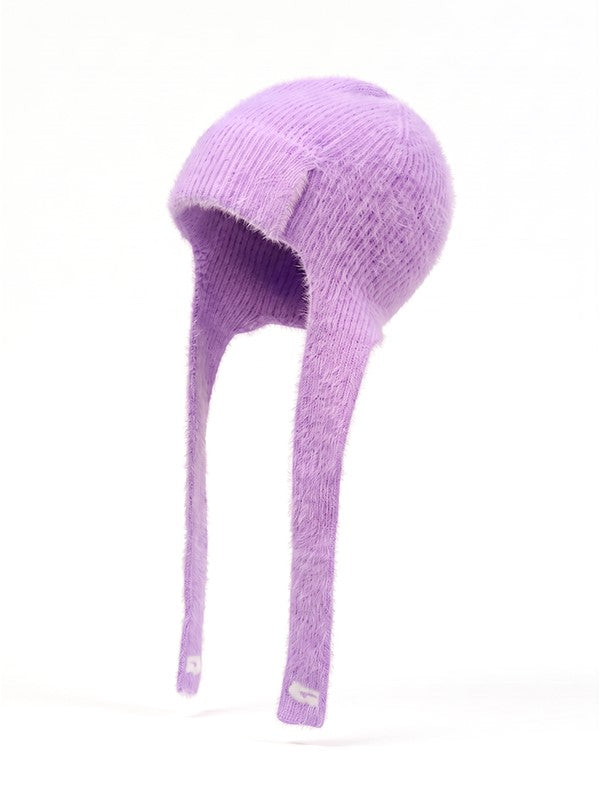 Fuzzy Long Earflap Knit Beanie – Unisex | GAINAX