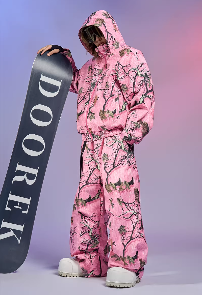 Pink Forest Camo Snowboard Pants – Unisex | Doorek