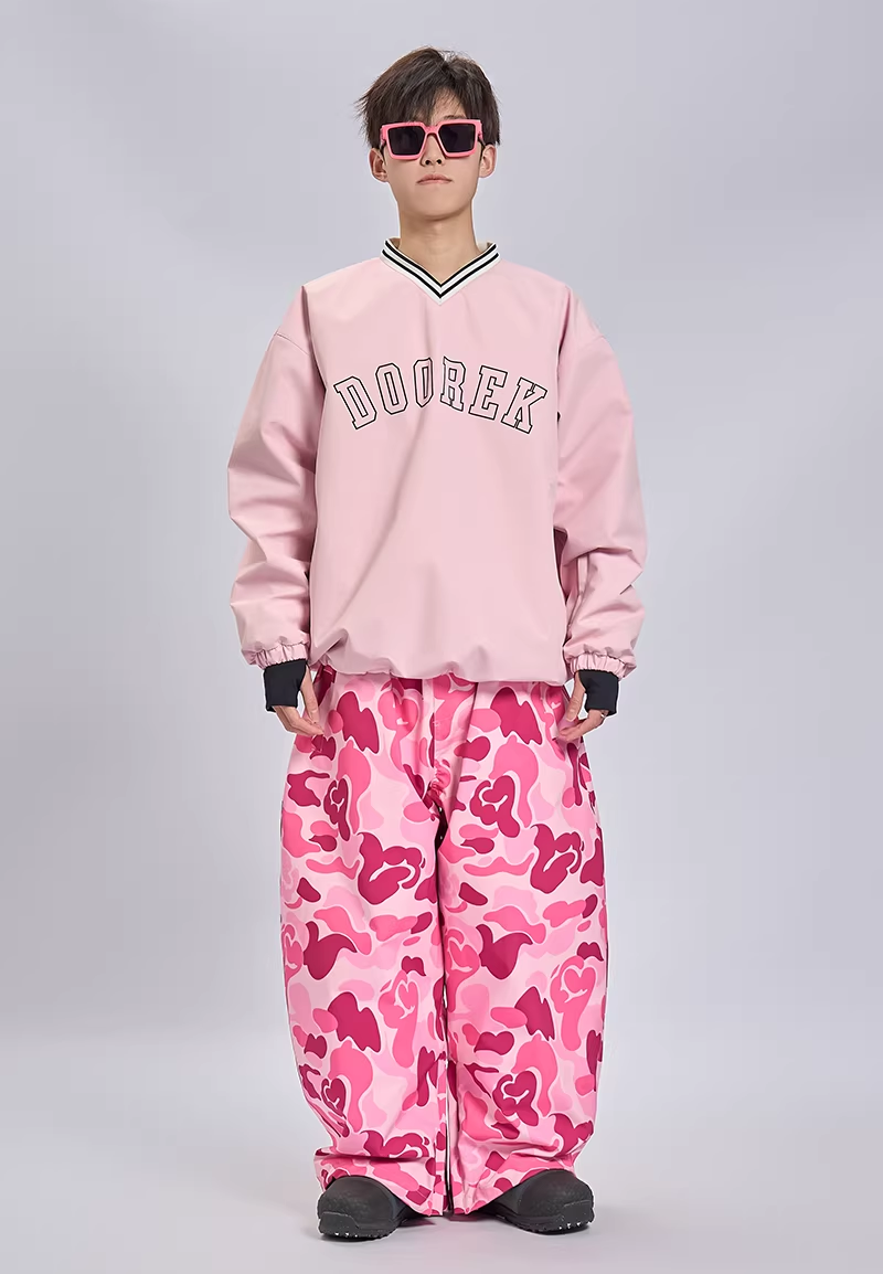 20K Waterproof 3-Layer Insulated Pink Camo Snowboard Pants – Unisex | Doorek