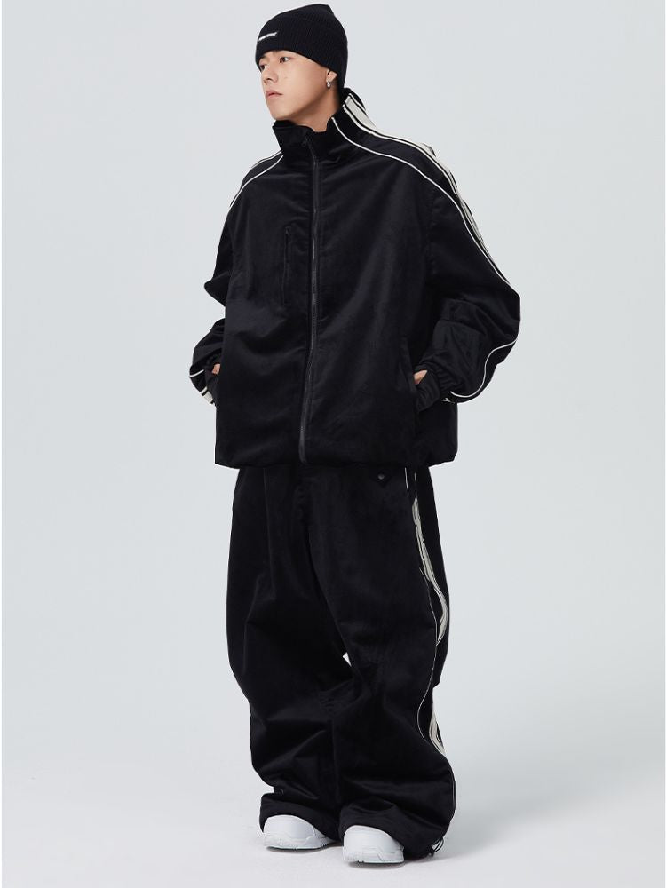 Side Stripe Velvet Baggy Shell Snow Suit - Men's | Searipe