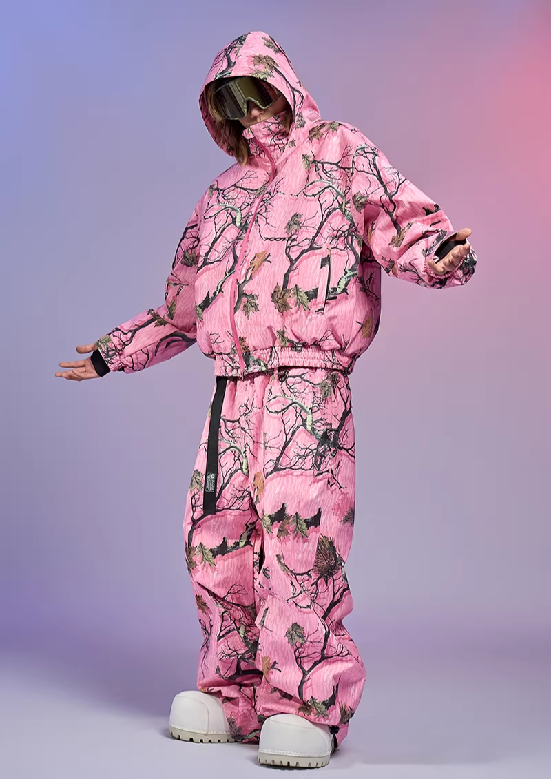 Pink Forest Camo Snowboard Pants – Unisex | Doorek