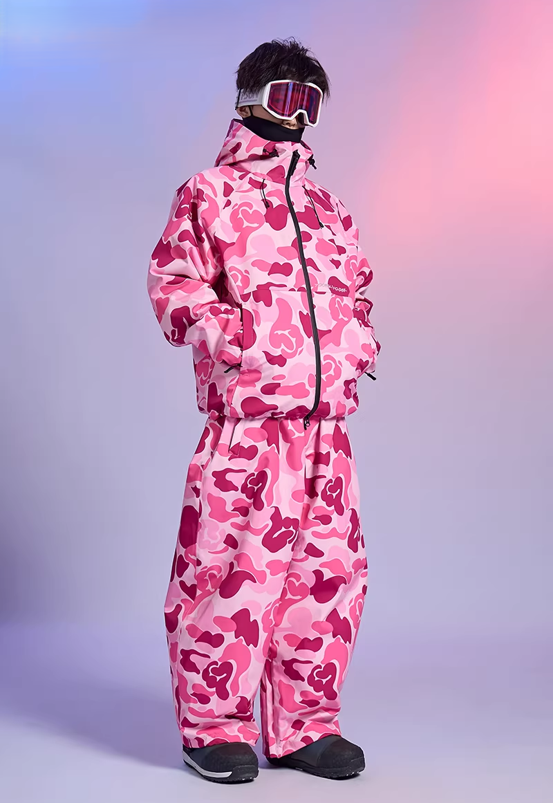 3-Layer Insulated Pink Camo Snowboard Jacket – Unisex | Doorek