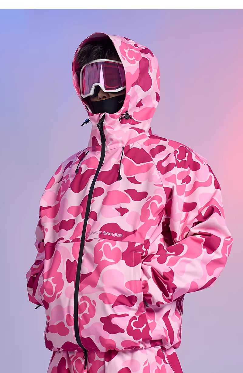 3-Layer Insulated Pink Camo Snowboard Jacket – Unisex | Doorek