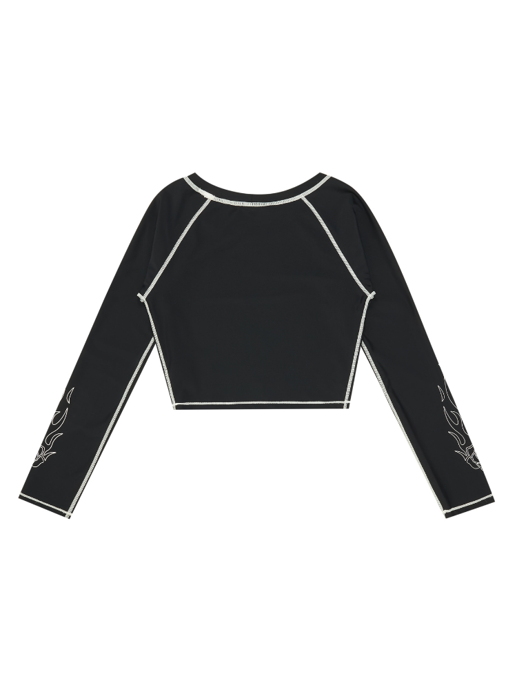 UPF50+ Stretch Cropped Flame Rash Guard – Women's | ChillHang
