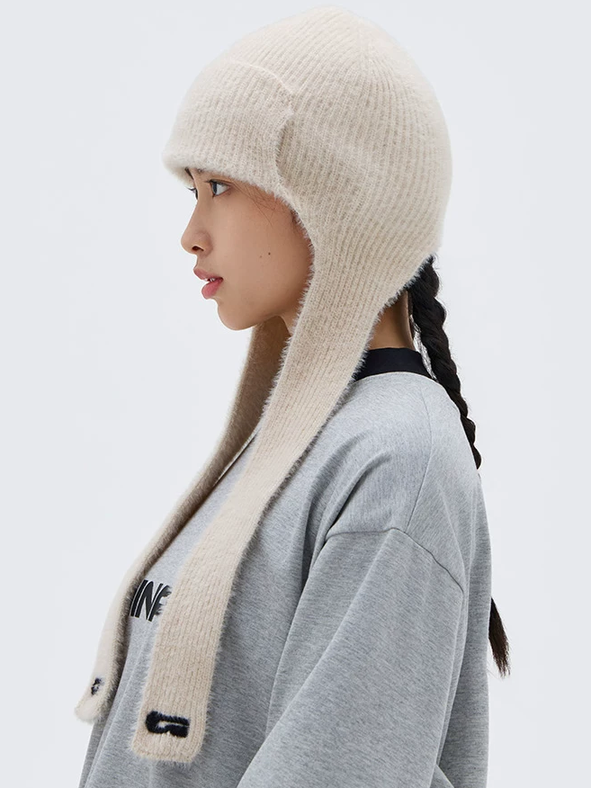 Fuzzy Long Earflap Knit Beanie – Unisex | GAINAX