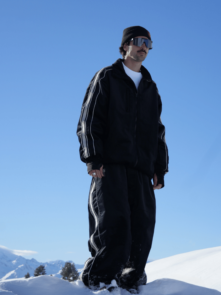 Side Stripe Velvet Baggy Shell Snow Suit - Men's | Searipe