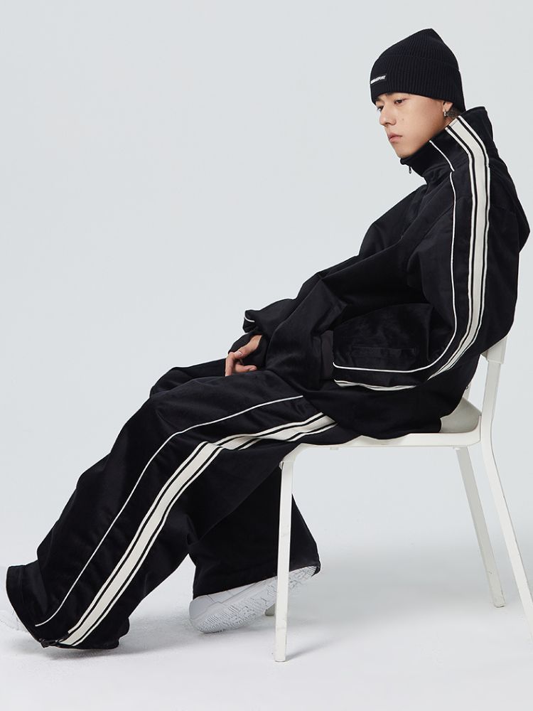 Side Stripe Velvet Baggy Shell Snow Suit - Men's | Searipe