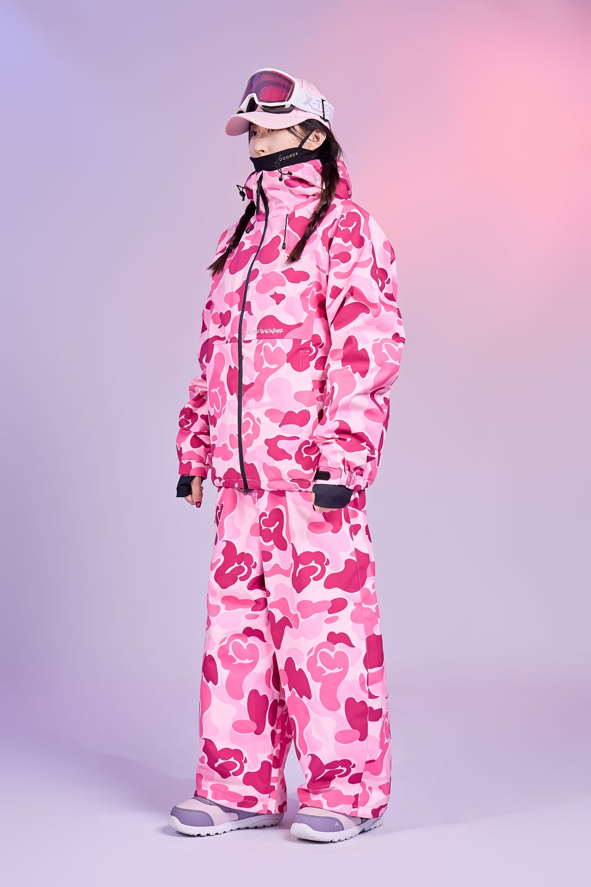 20K Waterproof 3-Layer Insulated Pink Camo Snowboard Pants – Unisex | Doorek