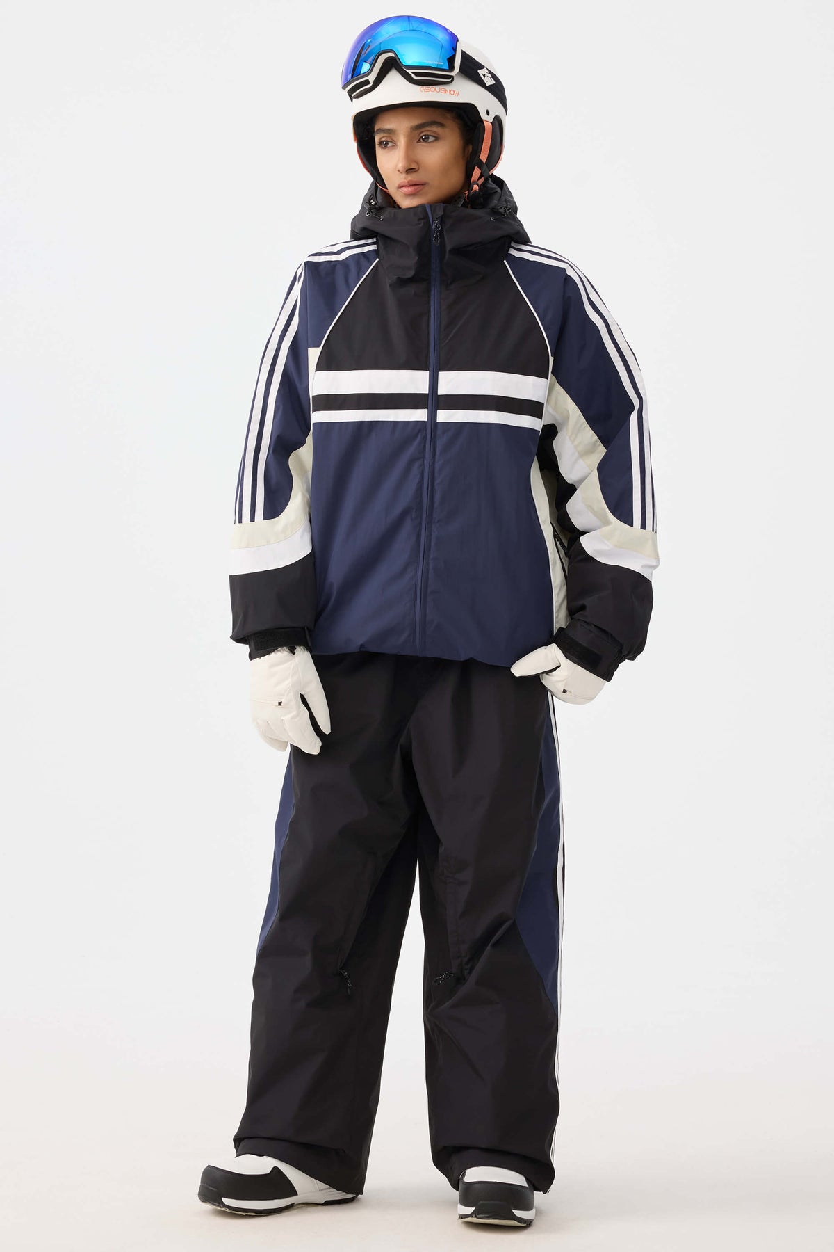 Retro Sporty Stripes Trim Colorblock Snow Jacket – Unisex | Gsou Snow