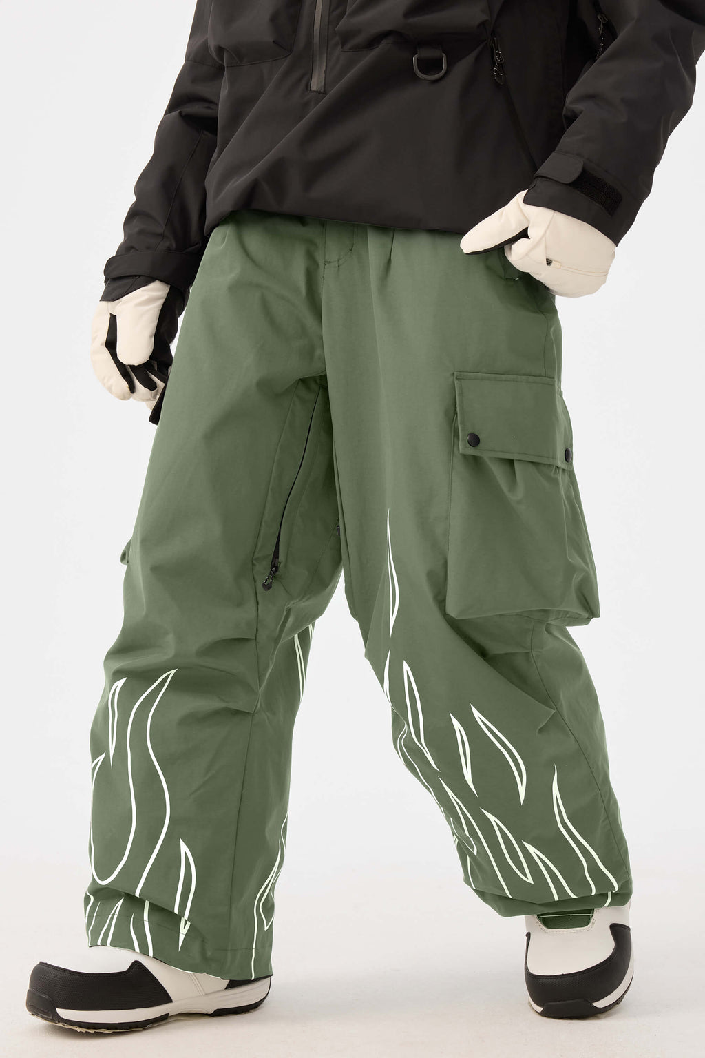 Reflective Flame Baggy Utility Snow Pants – Unisex | Gsou Snow