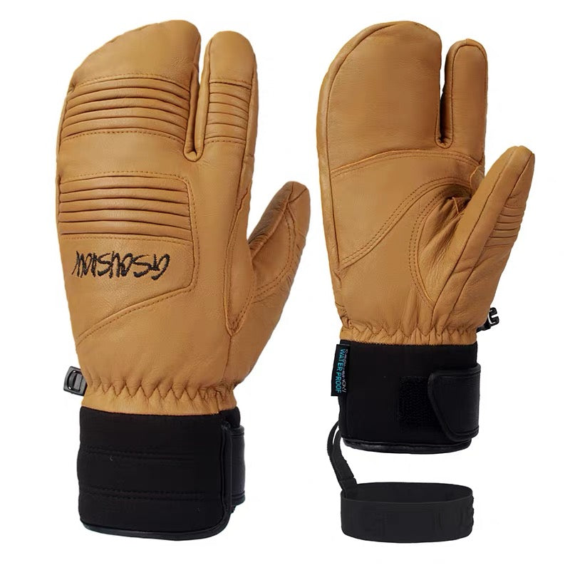 Sheepskin 3-Finger Waterproof & Insulated Ski Gloves– Unisex | GSOU SNOW