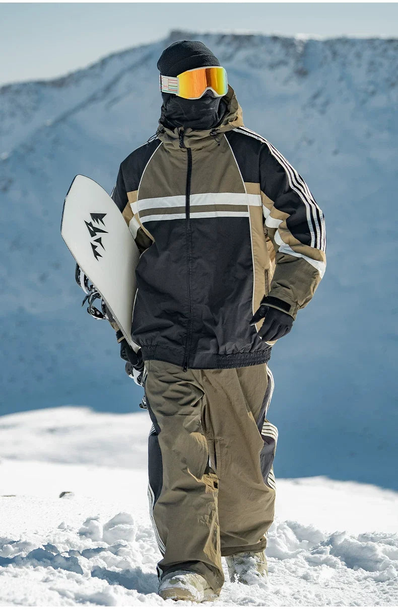 Retro Sporty Stripes Trim Colorblock Snow Jacket – Unisex | Gsou Snow