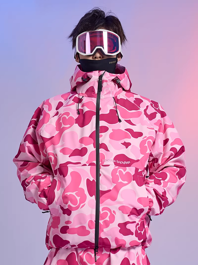 3-Layer Insulated Pink Camo Snowboard Jacket – Unisex | Doorek
